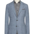 Royal blue-off-white wool-cashmere suit with glencheck
