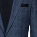 Dark slate wool-silk suit with faded check