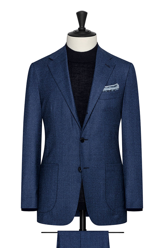 Neapolitan blue wool suit with speckle effect