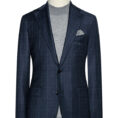 Navy blue wool suit with blue glencheck
