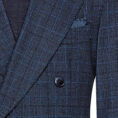 Two blue stretch wool suit with glencheck