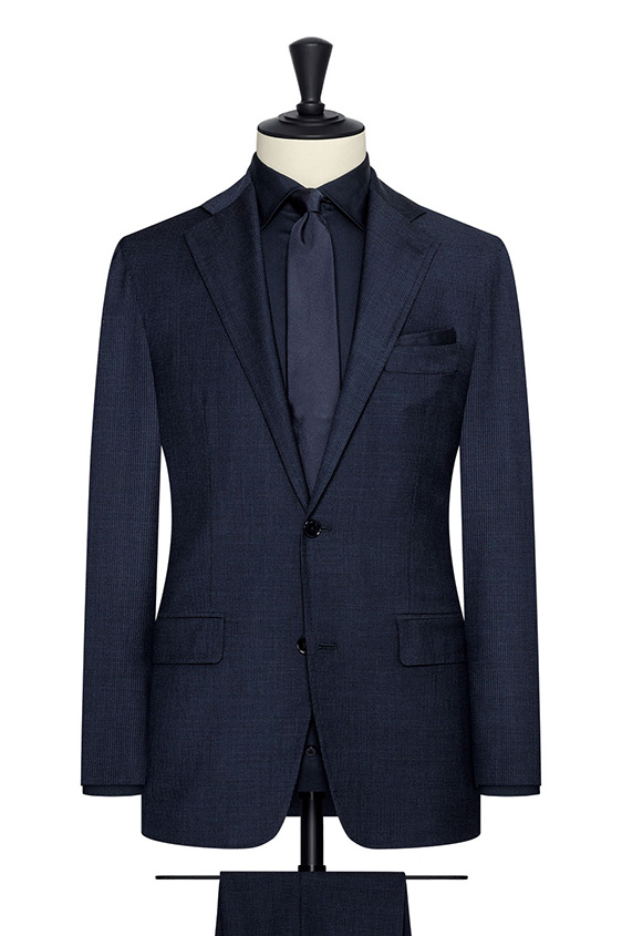 Two blue stretch houndstooth suit