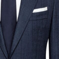 Midnight blue wool suit with subtle glencheck