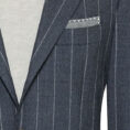 Storm blue stretch wool suit with chalk stripe