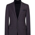 Blackberry-midnight blue stretch wool suit with glencheck
