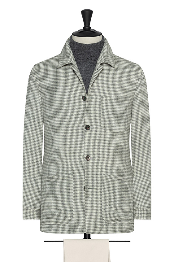 Smoke grey wool-cashmere houndstooth jacket