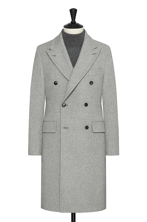 Light grey mélange wool-cashmere overcoat