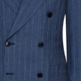 Blue wool-linen plain weave suit with tonal pinstripe
