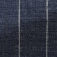 Indigo s130 wool plain weave suit with white pencil stripe