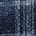 Dark blue wool-silk-linen suit with white check