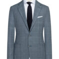 Blue s130 wool glencheck suit with tonal windowpane