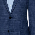 Blue wool-silk-linen with navy glen check
