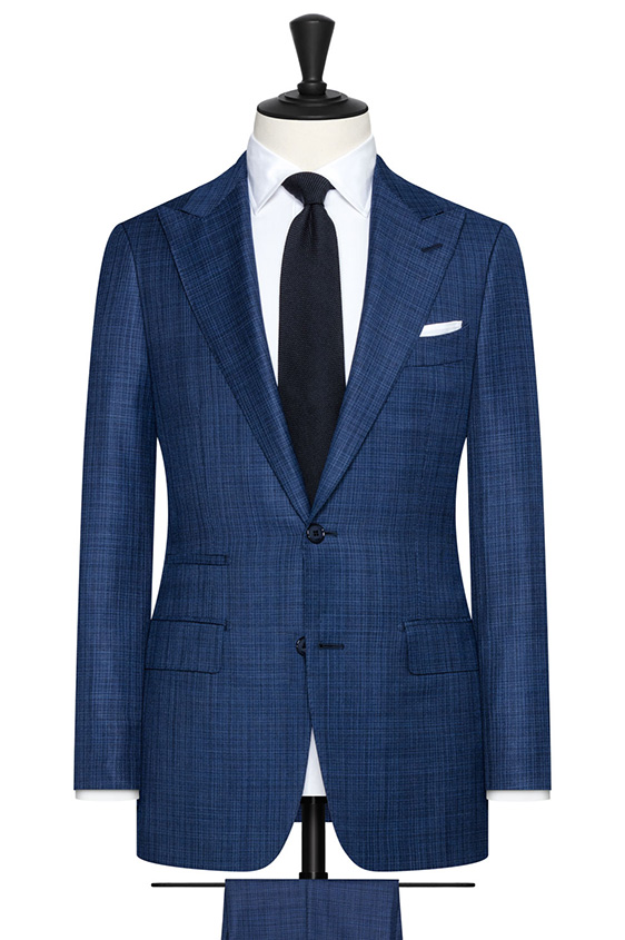 Blue s130 wool fancy weave suit