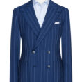 Neapolitan blue s130 wool plain weave suit with tonal pencil stripe