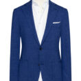 Royal blue stretch wool-silk-linen plain weave suit