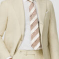 Ecru mélange wool-silk-linen tropical