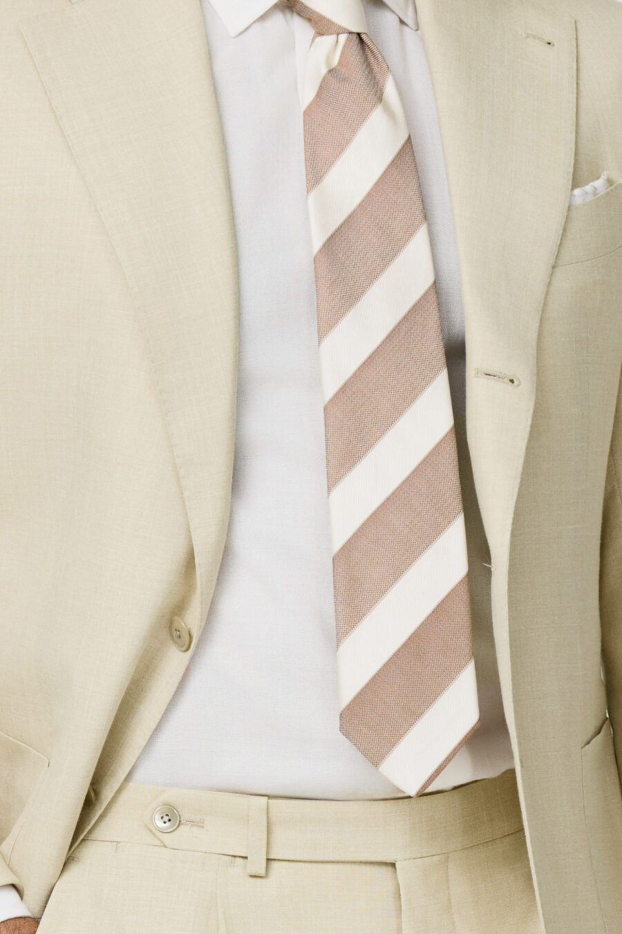 Ecru mélange wool-silk-linen tropical