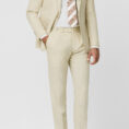 Ecru mélange wool-silk-linen tropical