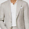 Bone mélange linen-wool-silk sharkskin