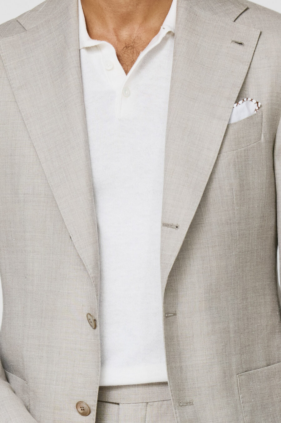 Bone mélange linen-wool-silk sharkskin