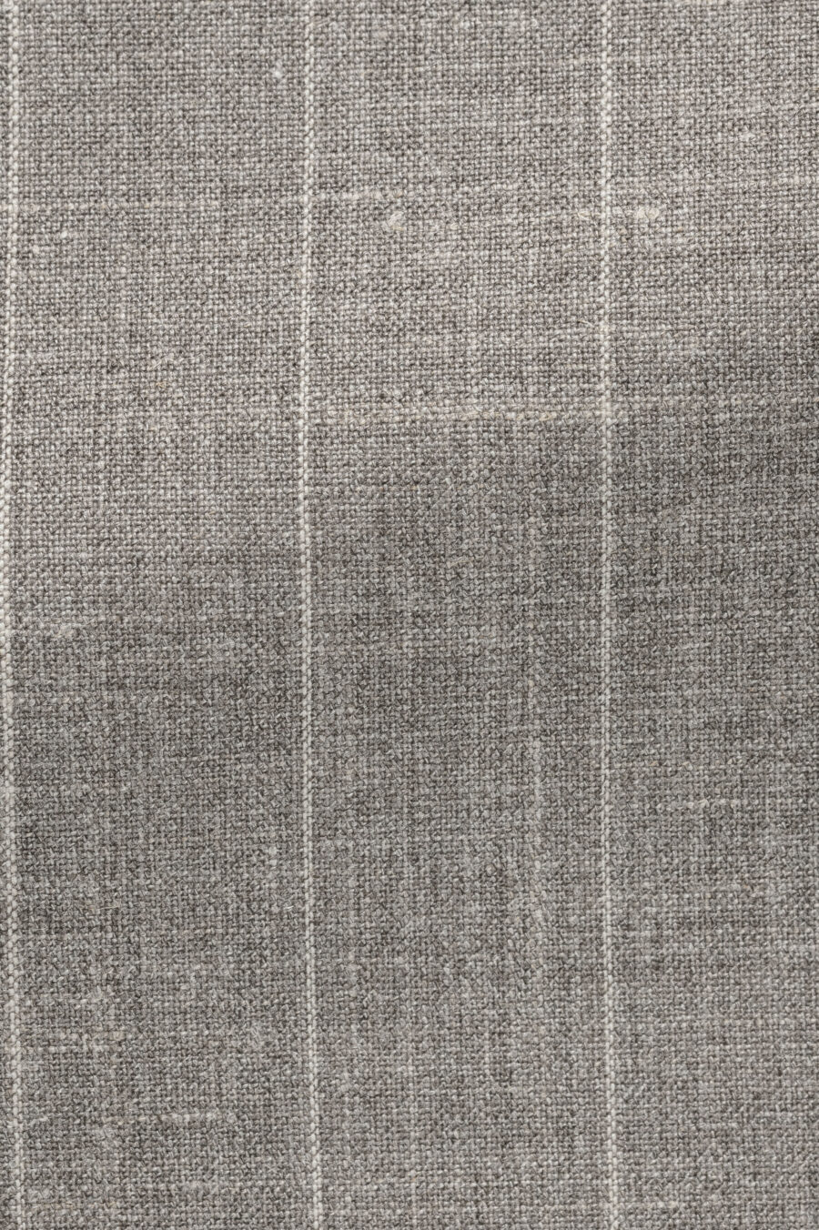 Light taupe wool-silk-linen plain weave with ivory pencil stripes