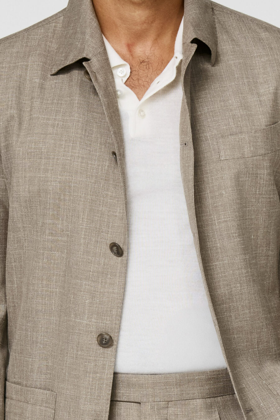 Taupe mélange wool-silk-linen tropical