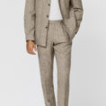 Taupe mélange wool-silk-linen tropical