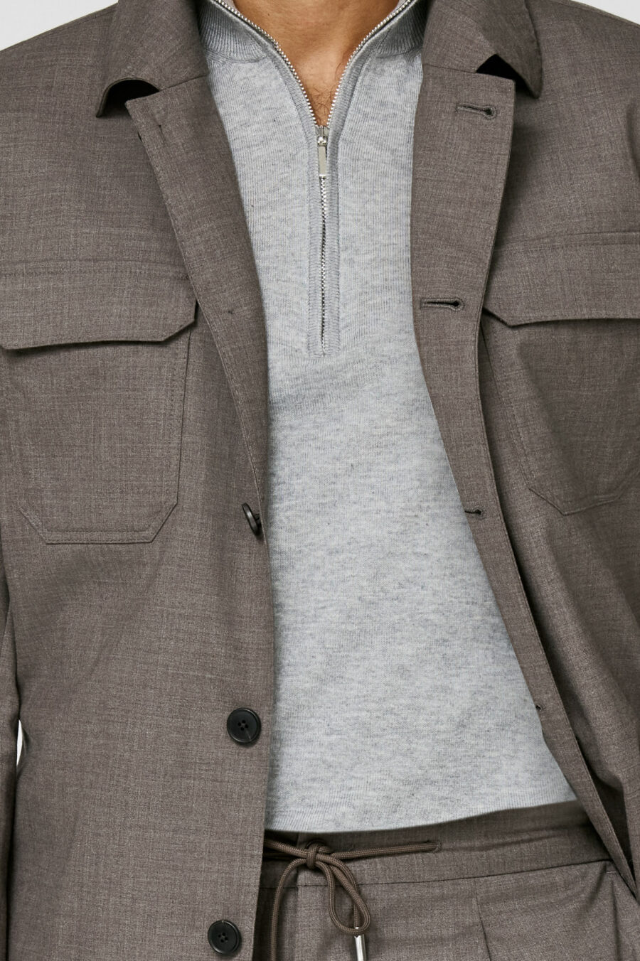 Mocha stretch tropical wool plain weave