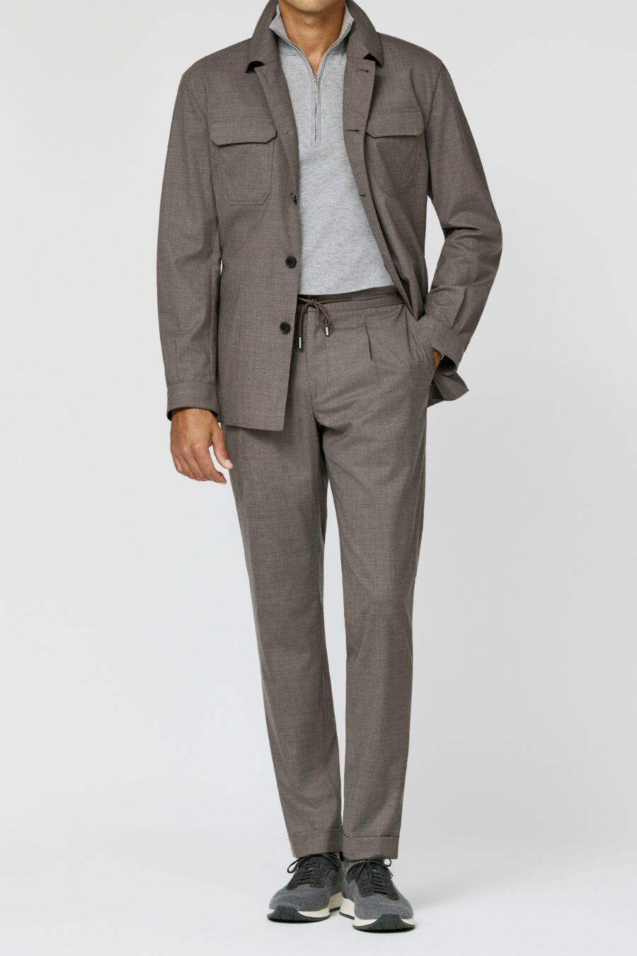Mocha stretch tropical wool plain weave