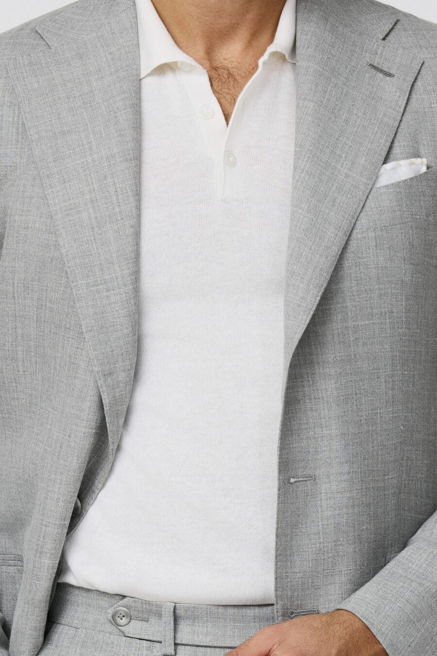 Grey mélange wool-silk-linen tropical