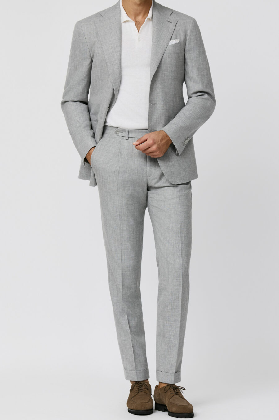 Grey mélange wool-silk-linen tropical