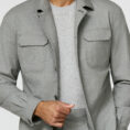 Silver grey stretch tropical wool plain weave