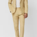 Butter yellow stretch wool-linen blend tropical