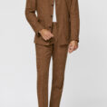 Ginger stretch wool-linen blend tropical
