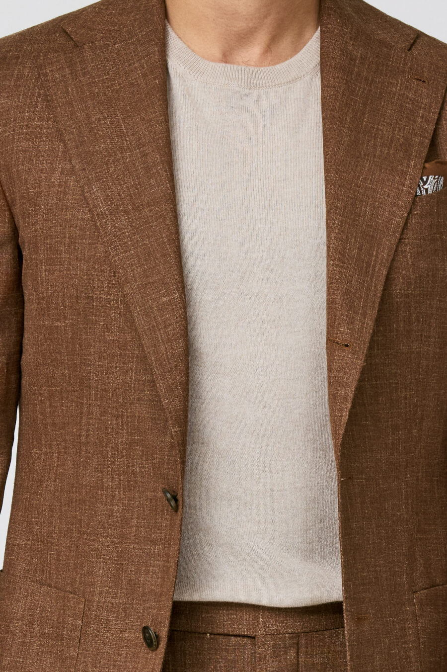 Terracotta mélange wool-silk-linen tropical