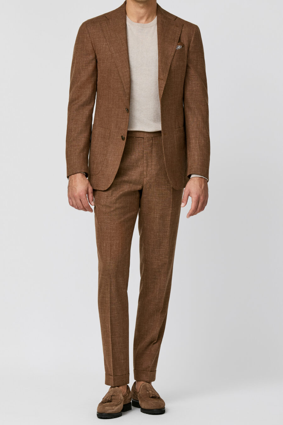 Terracotta mélange wool-silk-linen tropical