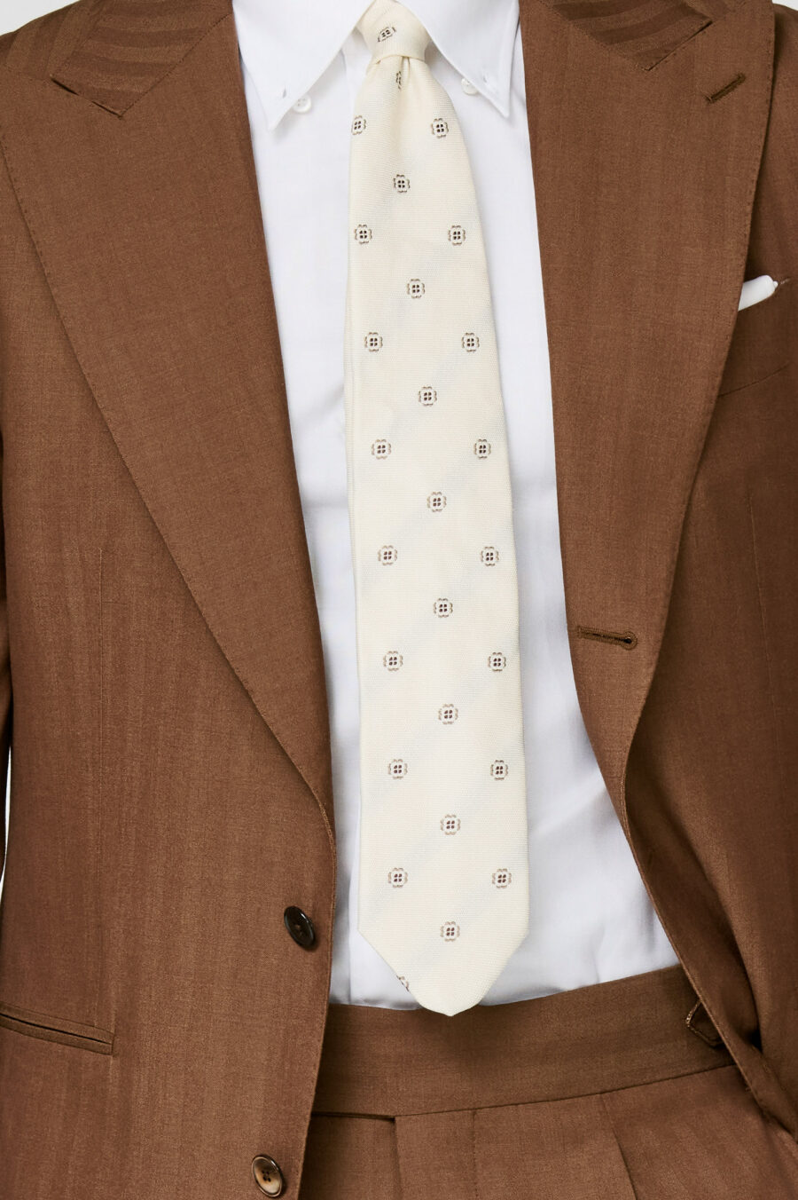 Rust brown S130 natural bi-stretch wool solaro herringbone