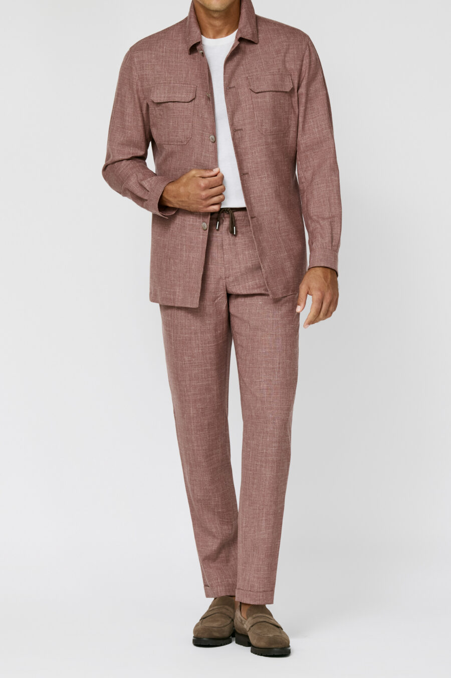 Rust pink mélange wool-silk-linen tropical