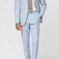 Light blue stretch tropical wool plain weave