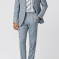 Neapolitan blue mélange wool-silk-linen tropical