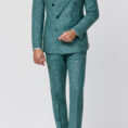 Light teal blue wool-silk-linen tropical