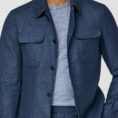 Denim blue linen-wool-silk sharkskin