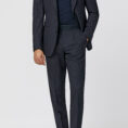 Midnight blue wool-silk-linen tropical