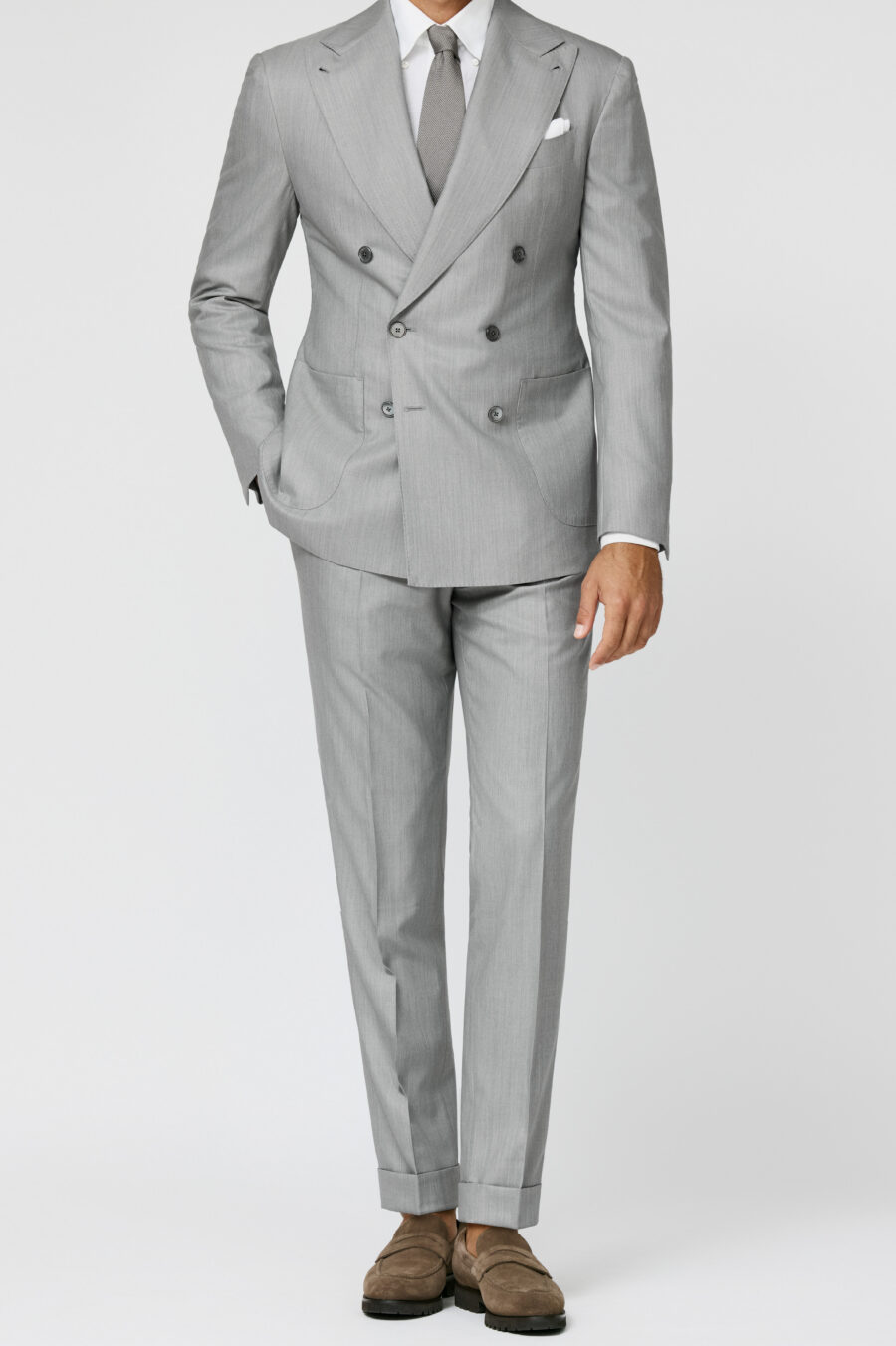 Smoke grey mélange S130 wool twill