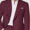 Autumn red stretch cotton seersucker