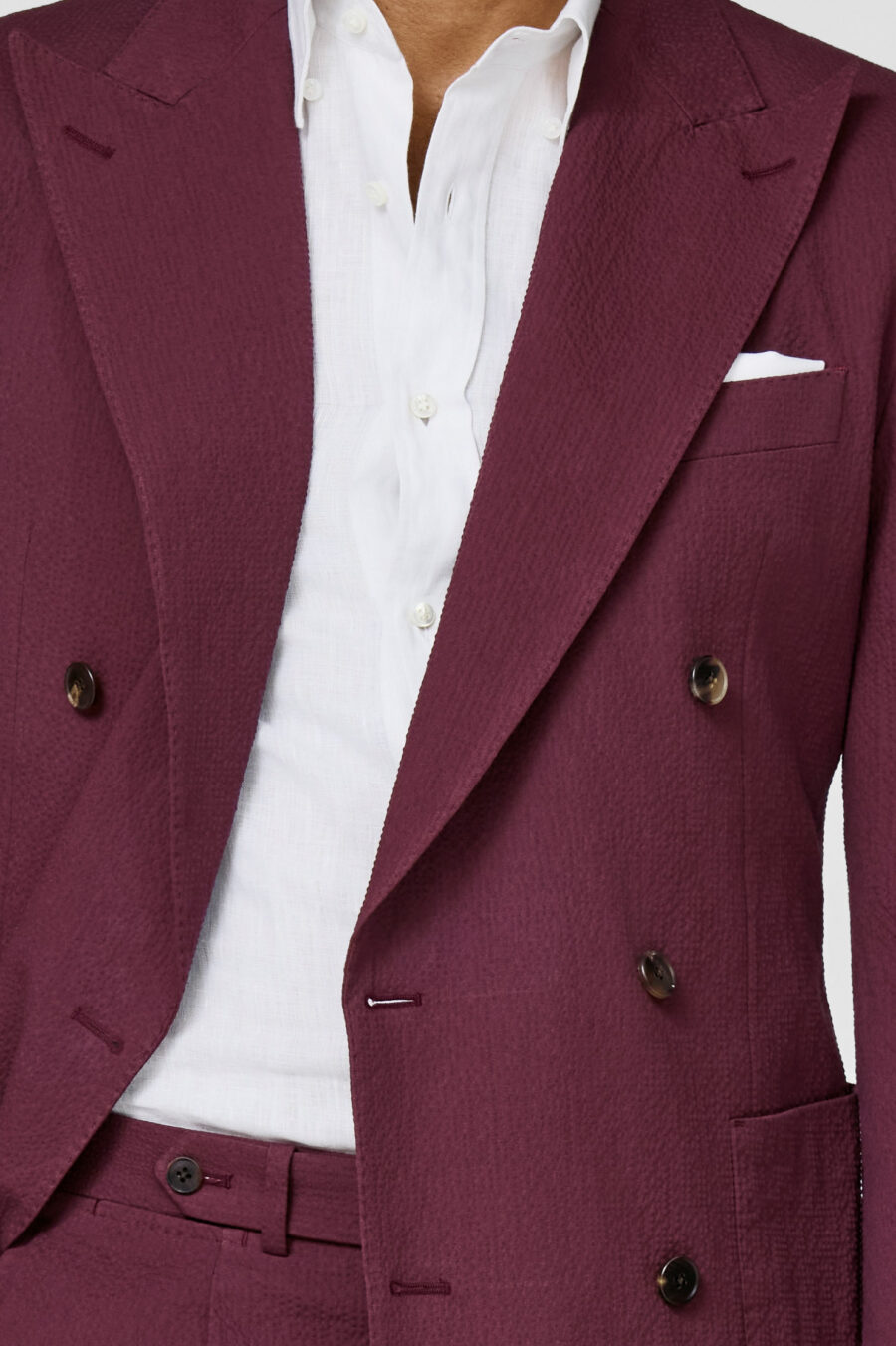 Autumn red stretch cotton seersucker