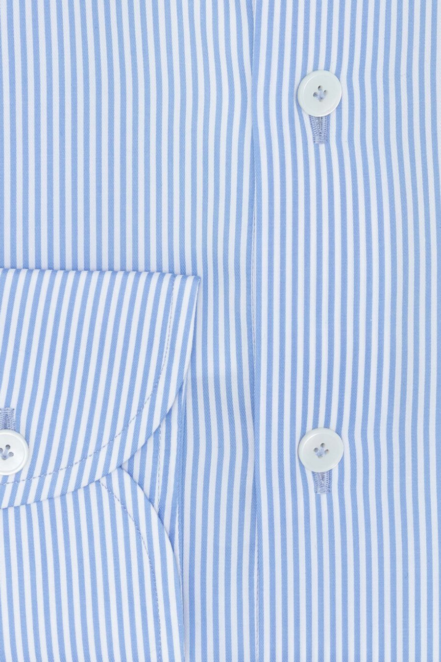 White cotton twill with light blue stripe
