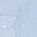 White cotton twill dobby with light blue check