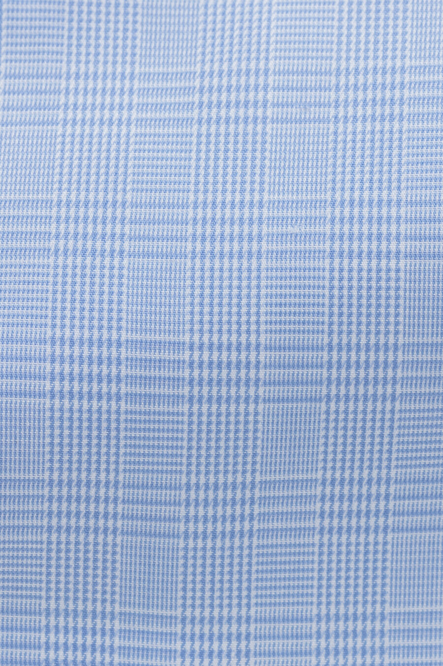 White cotton twill with light blue glen check