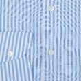 White cotton poplin with light blue bengal stripe